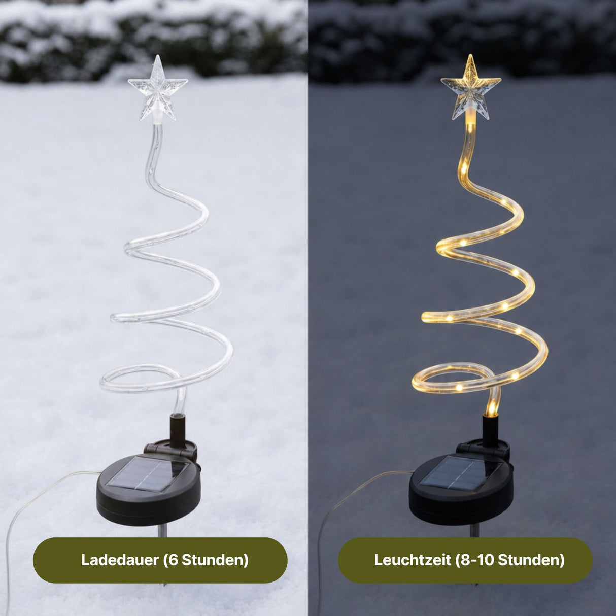 4er-Set LED Solar-Spiralbaum Solarleuchte Lichterkette Weihnachtsdeko
