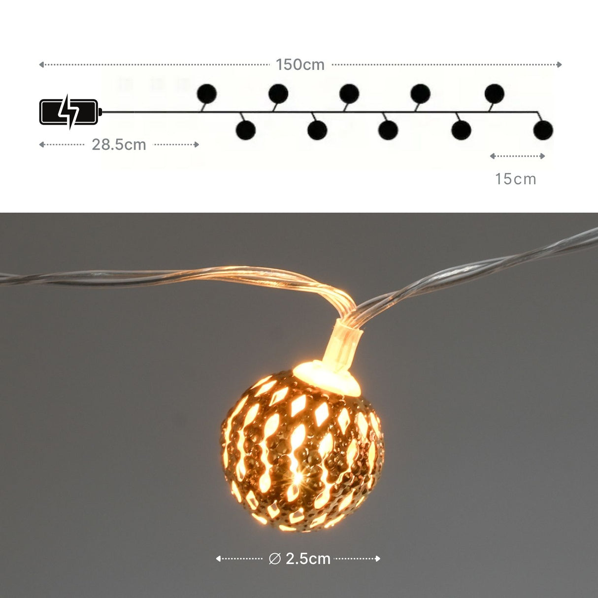 Marokkanische LED Lichterkette 1.5m Orientalische Deko Beleuchtung