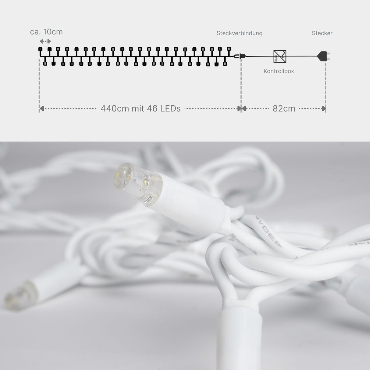 LED Lichterkette 4.4m Gartenbeleuchtung Weihnachtsdeko Outdoor-Lichter