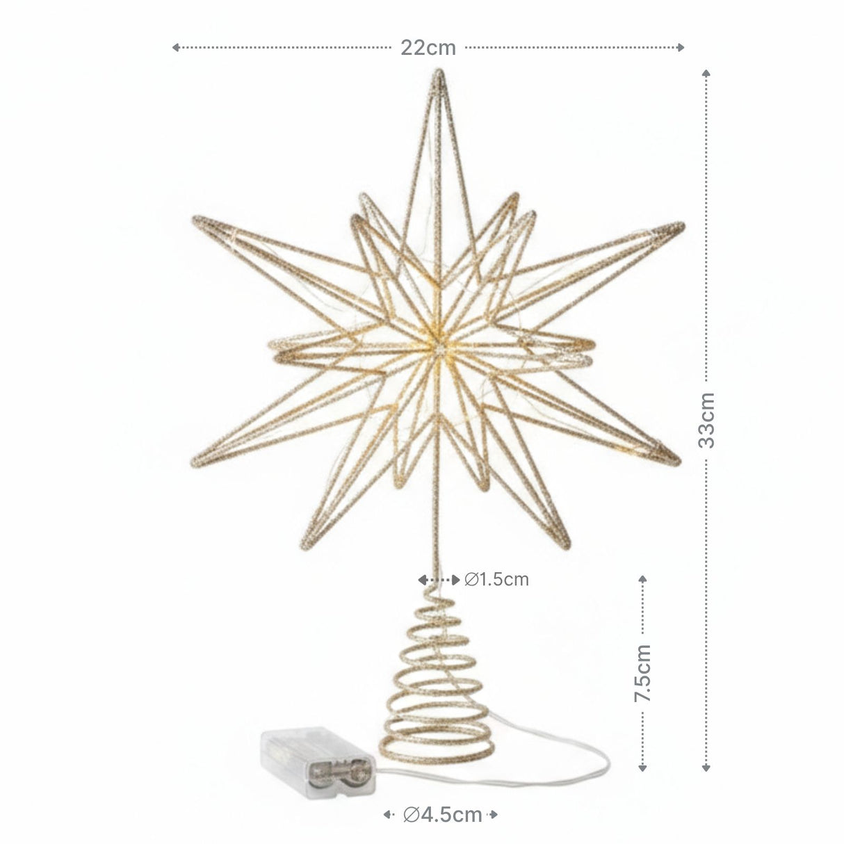Christbaumspitze LED-Stern Weihnachtsbaumschmuck Weihnachtsdeko