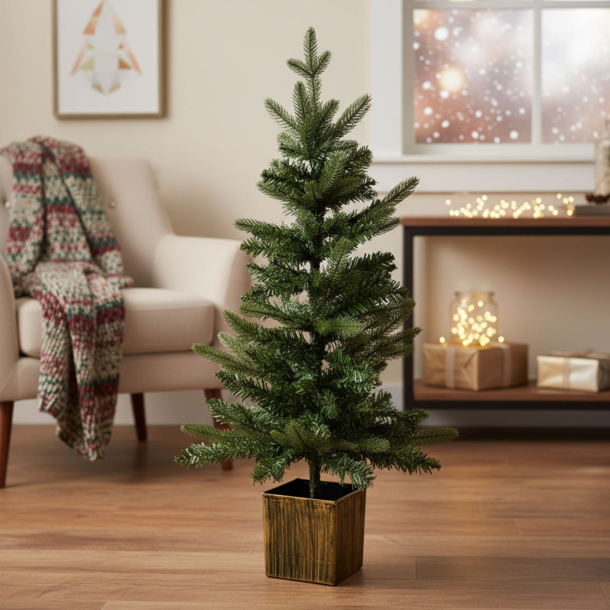 Weihnachtsbaum 90cm mit Topf Tisch-Christbaum Kunsttannenbaum