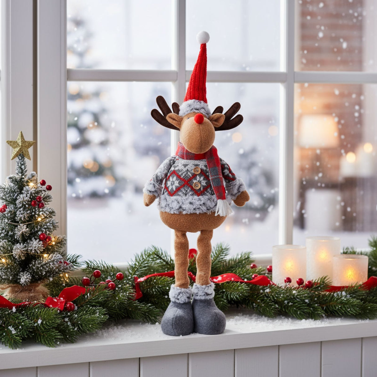 Rentierfigur Deko-Rentier Stehfigur Rentier Elch Dekofigur Winter