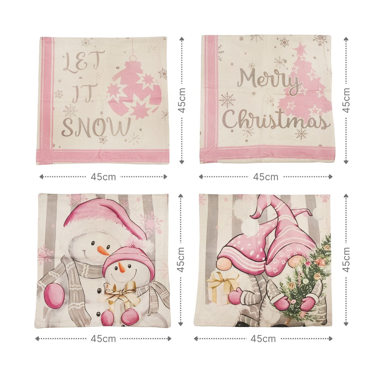 4er-Set Weihnachts-Kissenbezug Kissenhülle Dekokissen-Bezug Zier-Bezug
