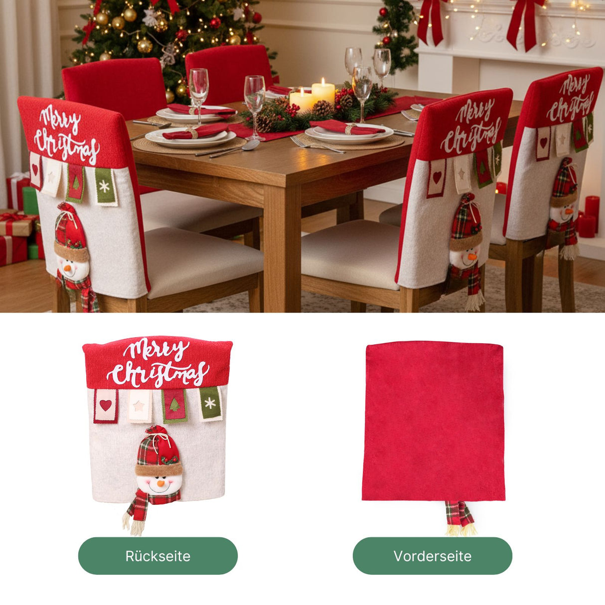 Stuhlhusse mit Schneemann Weihnachts-Stuhldeko Stuhlbezug Stuhlüberzug