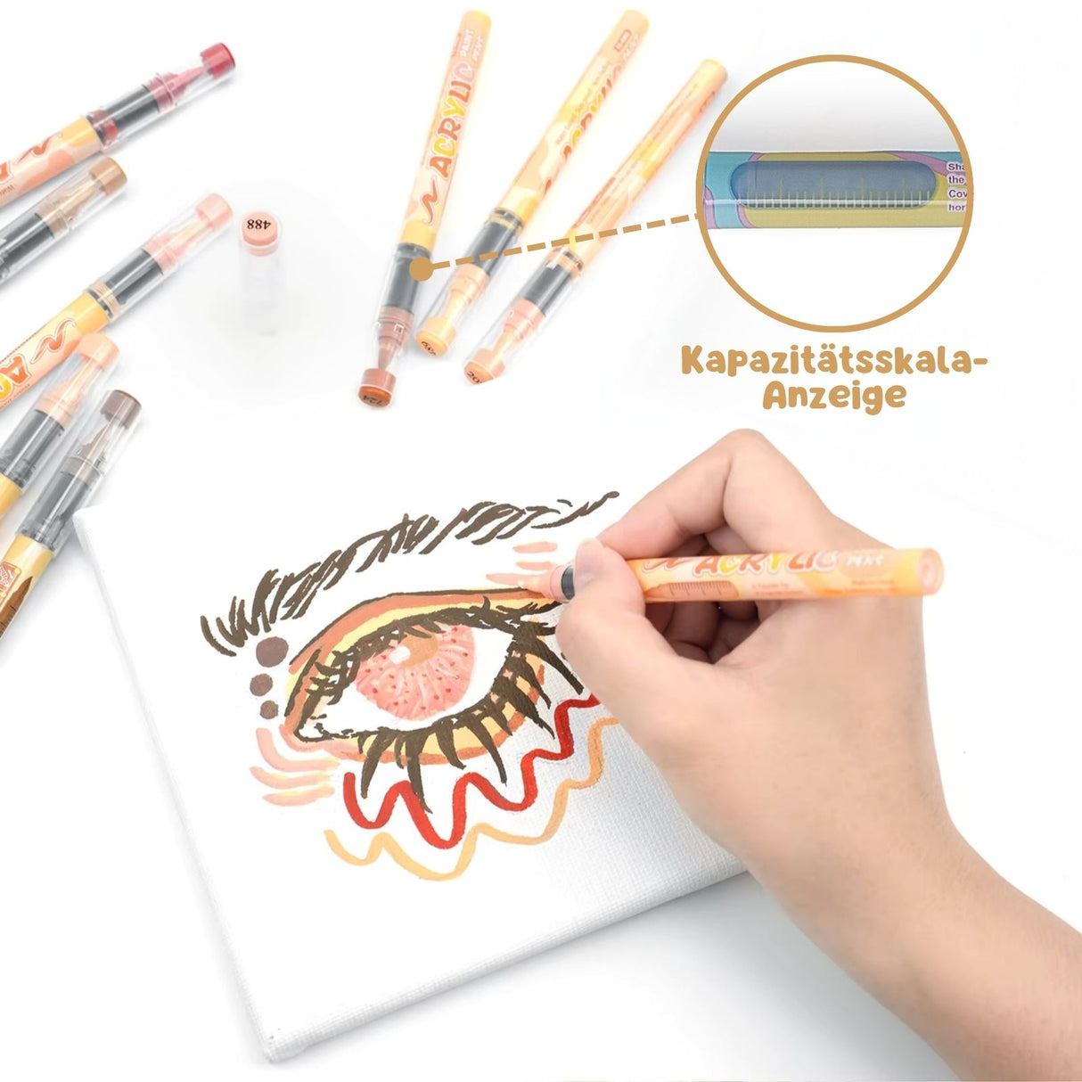 24-tlg. Set Acrylmarker Hautfarben Pinselstifte Acryl Brush Marker