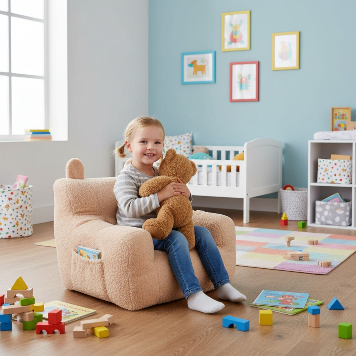 Kindersessel mit Ohren Sitzsack Mini-Sessel Kuschelsessel für Kinder