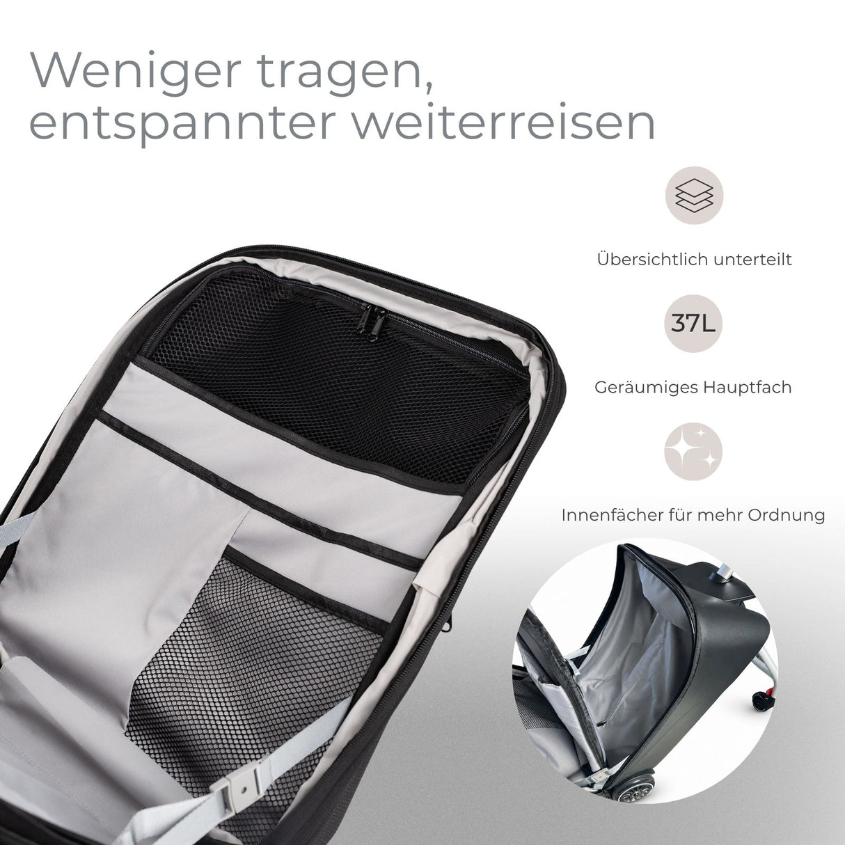 2in1 Kinderwagenkoffer Buggy Trolley Hartschalenkoffer Handgepäck