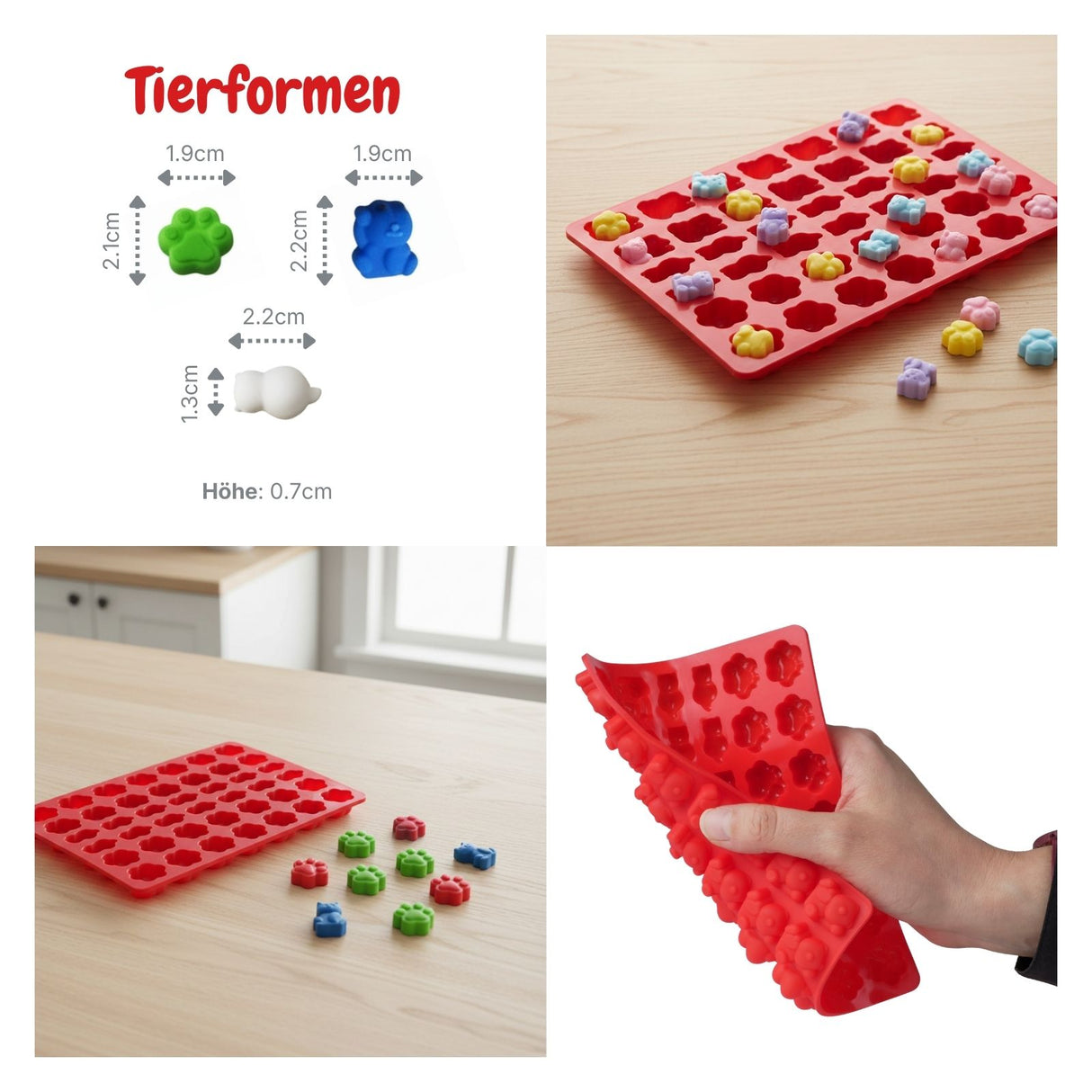 6er-Set Silikonform Schokoladenform Backform Geleeform Bonbonform
