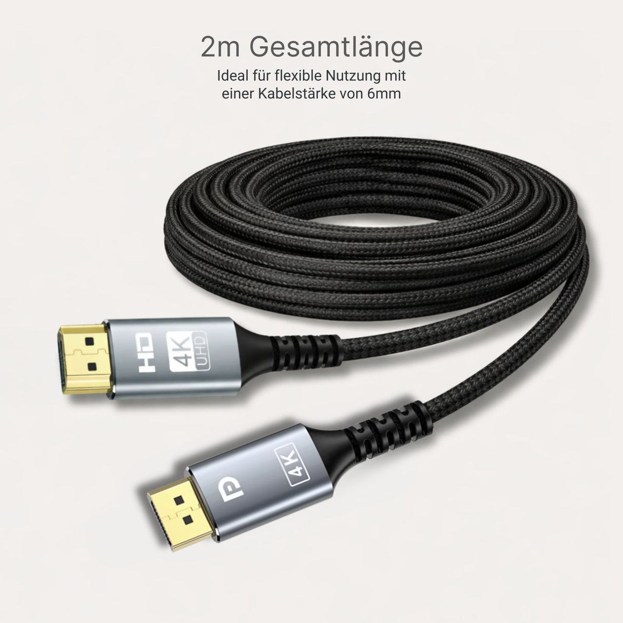 DisplayPort 1.2 zu HDMI 2.0 Kabel 2m DP zu HDMI-Kabel Anschlusskabel
