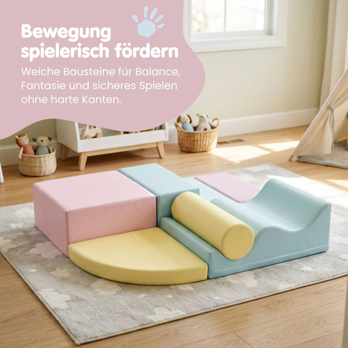 6-tlg. Softbausteinset für Kinder Softplay-Bausteine Eckkletterer