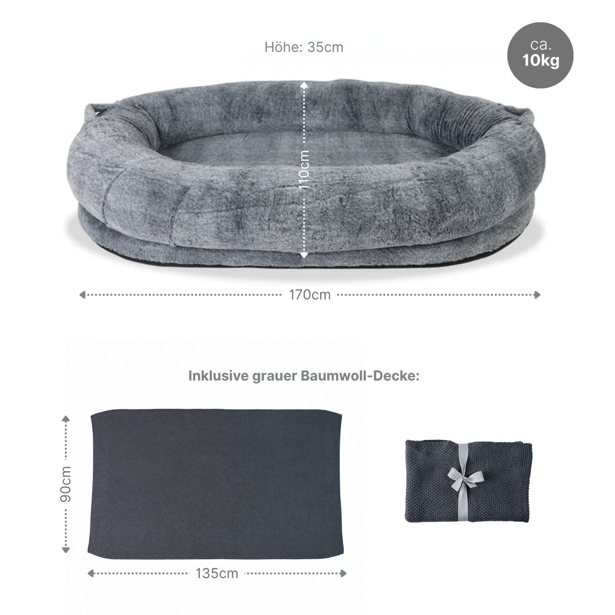 XXL Hundebett Hundekissen Haustierbett Donut-Hundebett Hundematratze