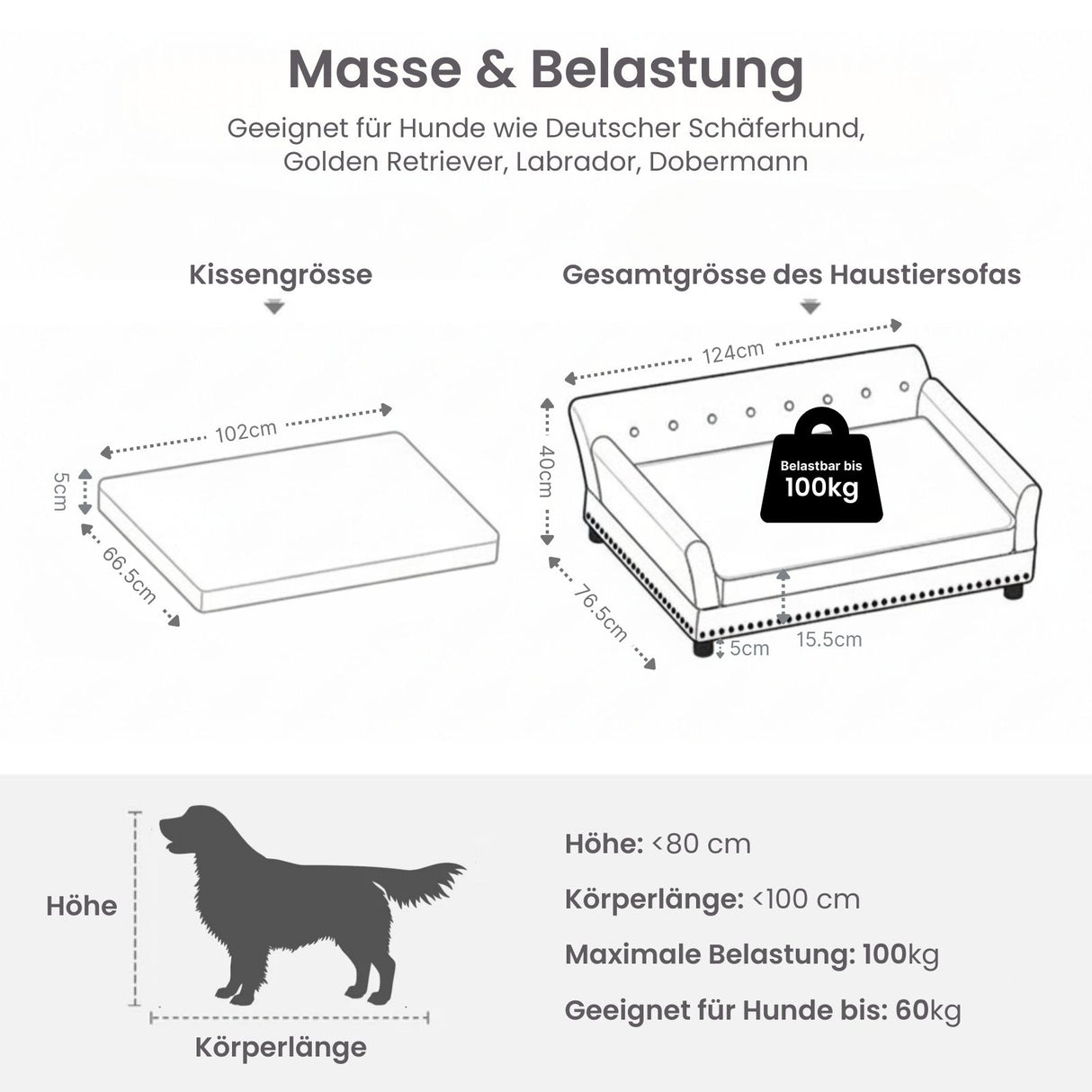 Hundesofa Grösse XL Liegeplatz Hundebett Haustiersofa Hundecouch