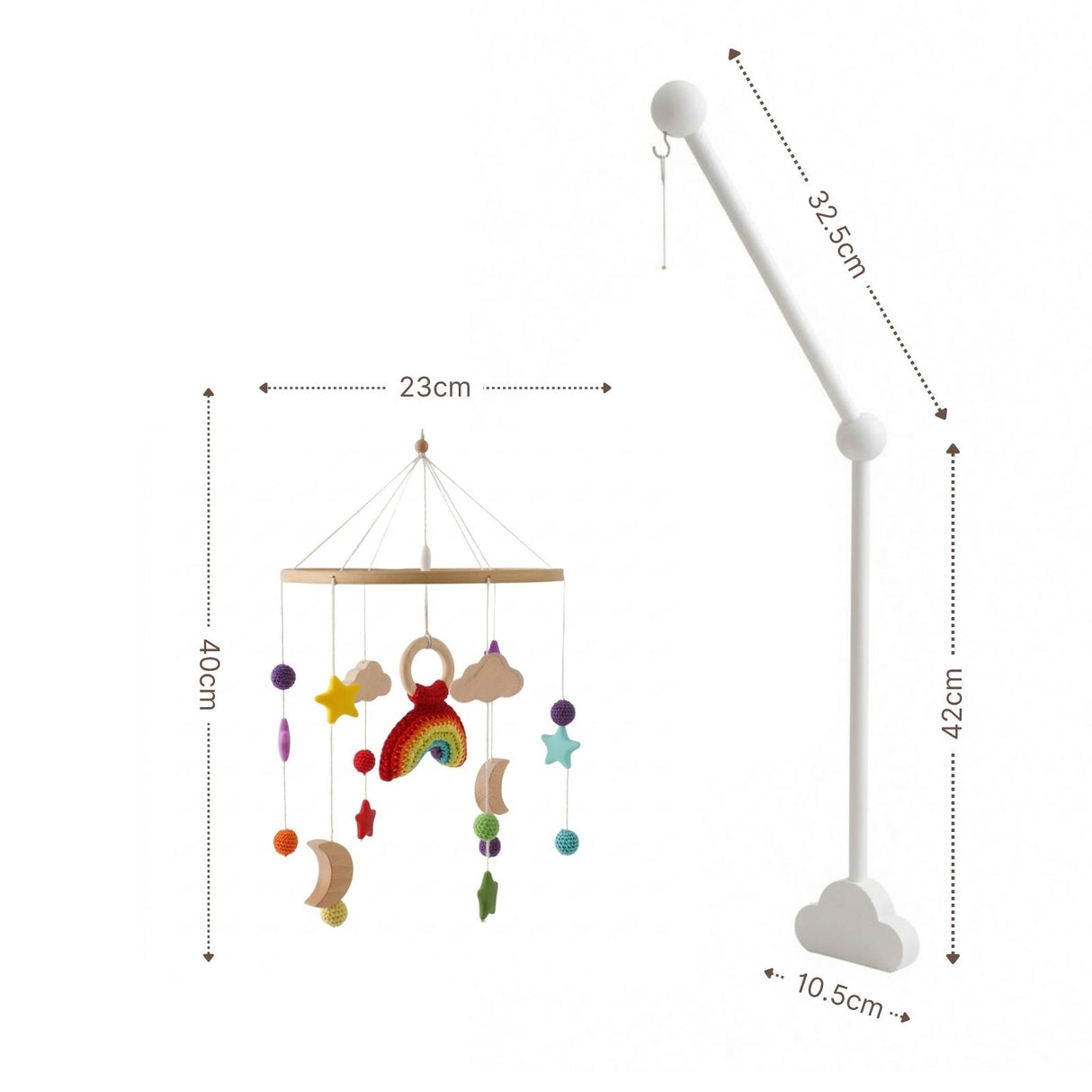 Mobile mit Halterung Regenbogen Babymobile mit Mobilearm