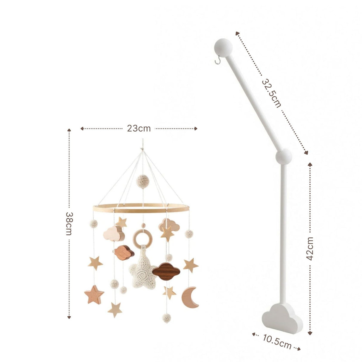 Mobile mit Halterung Stern Weiss Babymobile mit Mobilearm