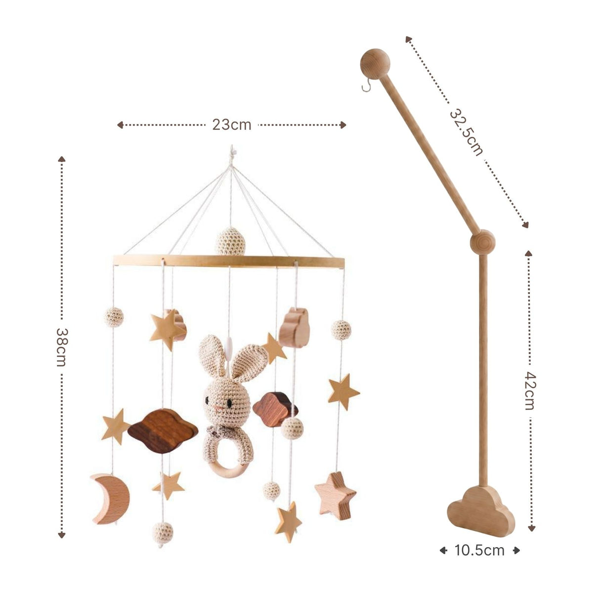 Mobile mit Halterung Hase Beige Babymobile mit Glockenhalter