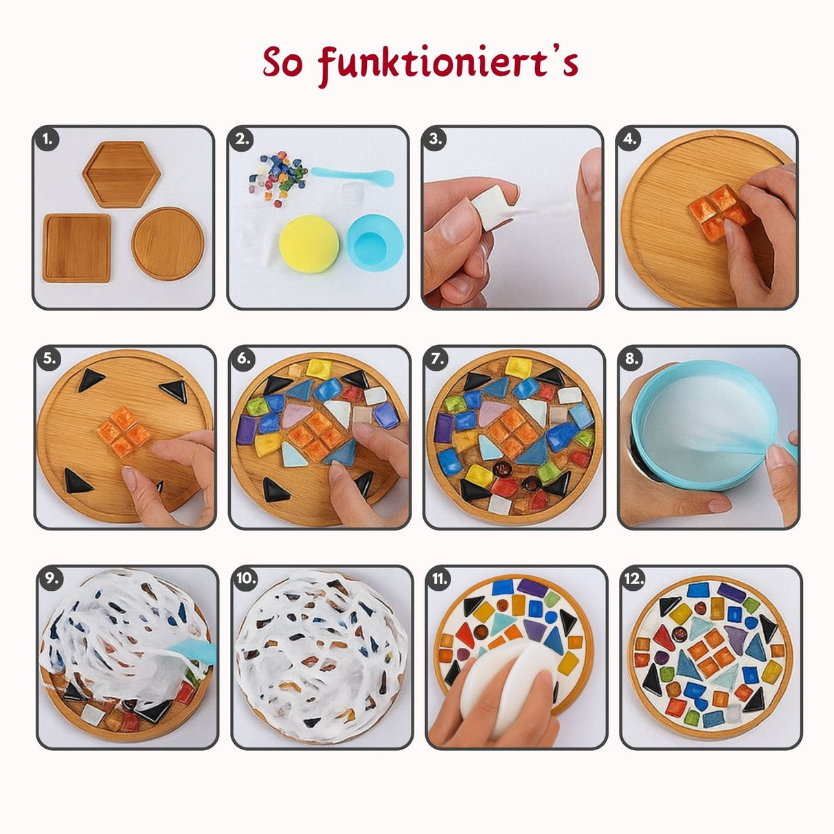 2er-Set DIY-Mosaik-Untersetzer Weihnachtsmann Rentier Bastelset