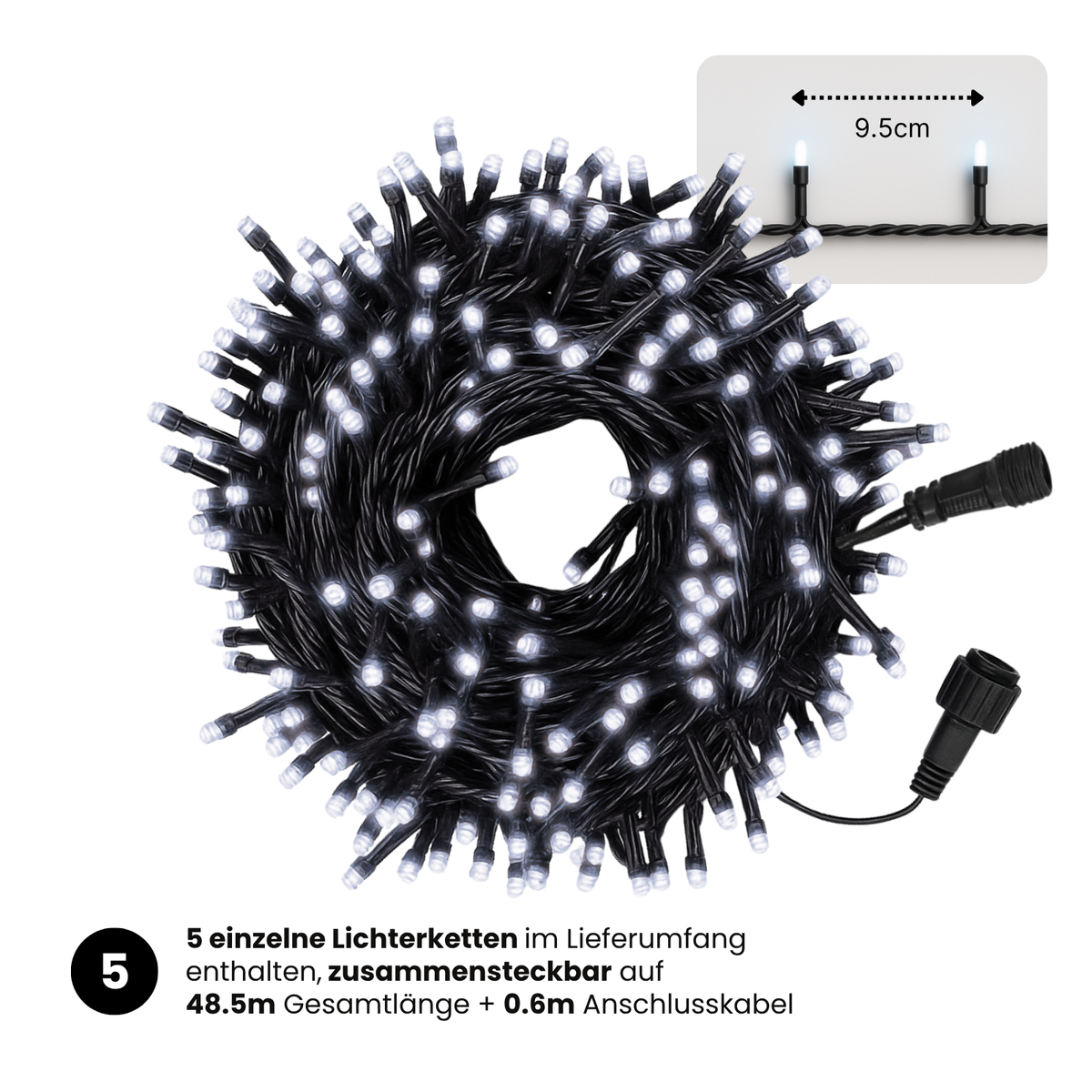 LED-Gartenbeleuchtung 48.5m Gartenleuchte Outdoor-Dekoleuchte