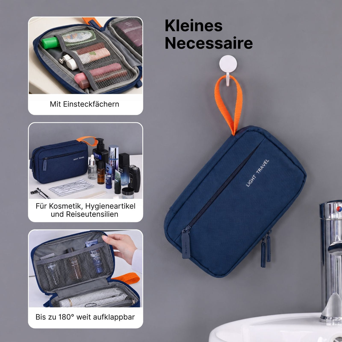 3-tlg. Necessaire-Set Kosmetiktasche Kulturbeutel Toilettentasche
