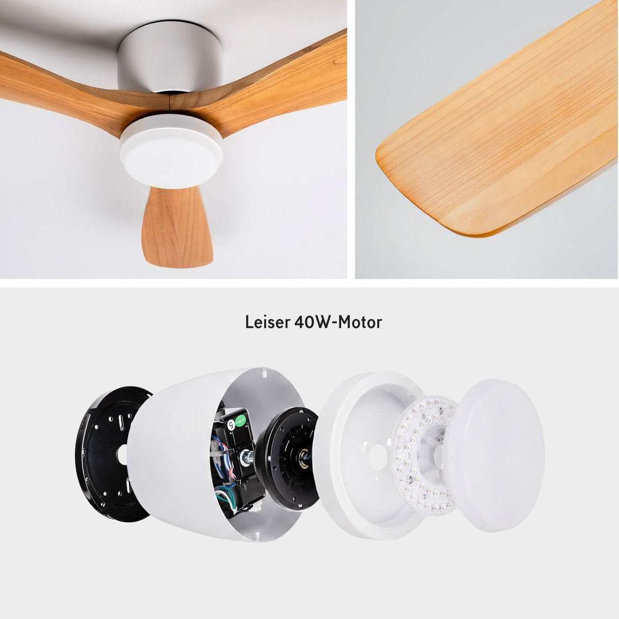 Holz-Deckenventilator LED-Deckenventilator Deckenlüfter Deckengebläse