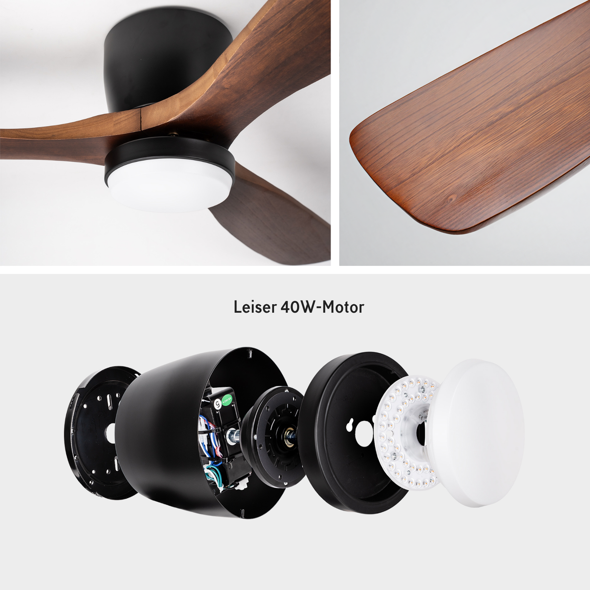 Holz-Deckenventilator Deckenlüfter LED-Deckenventilator Deckengebläse
