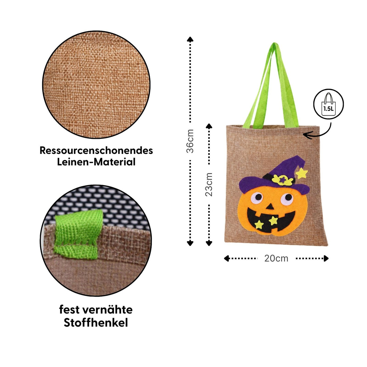 Halloween-Süssigkeitentasche Leinenbeutel Trick-or-Treat-Tasche Beutel