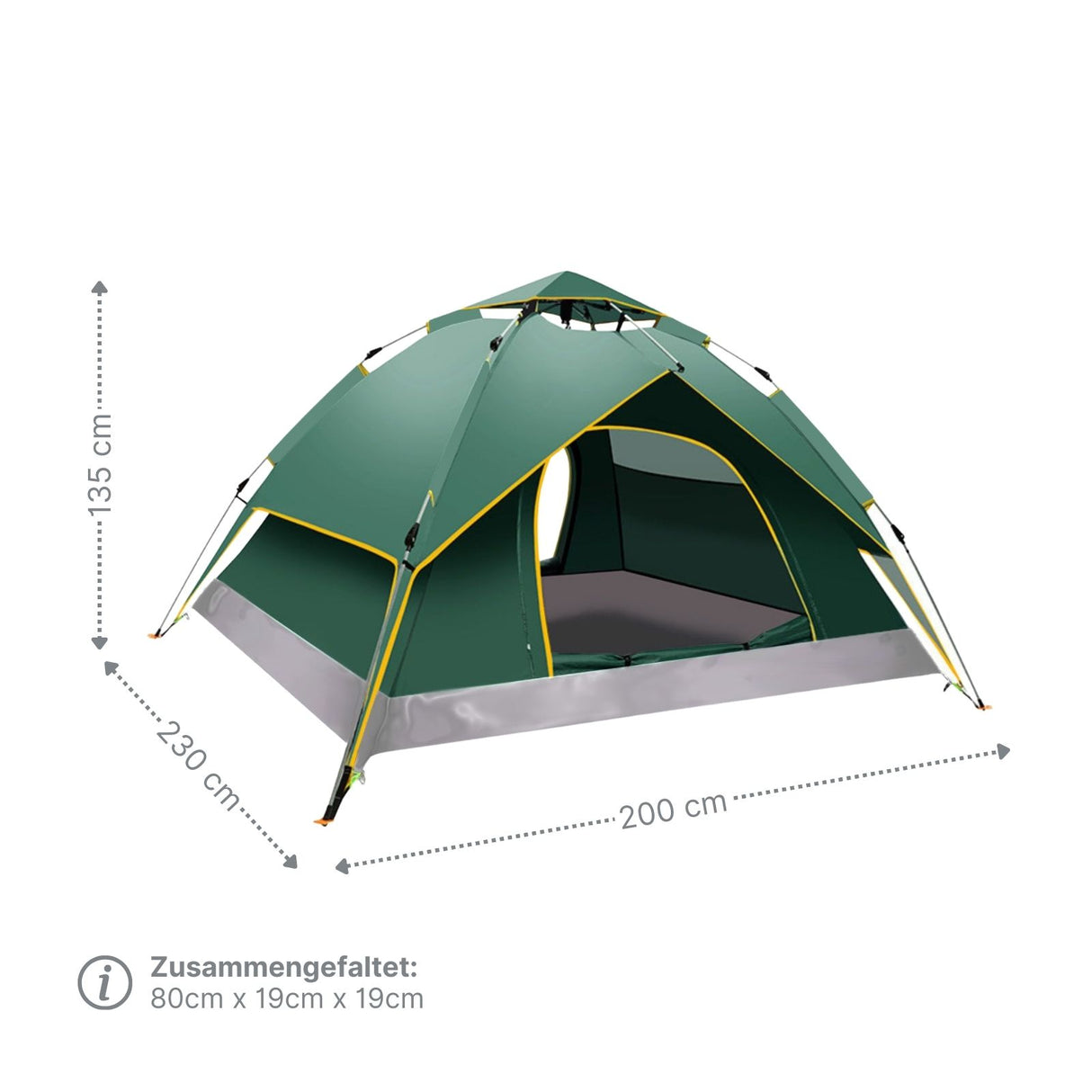 Campingzelt für 3-4 Personen Quick-Up-Zelt Automatikzelt Festivalzelt