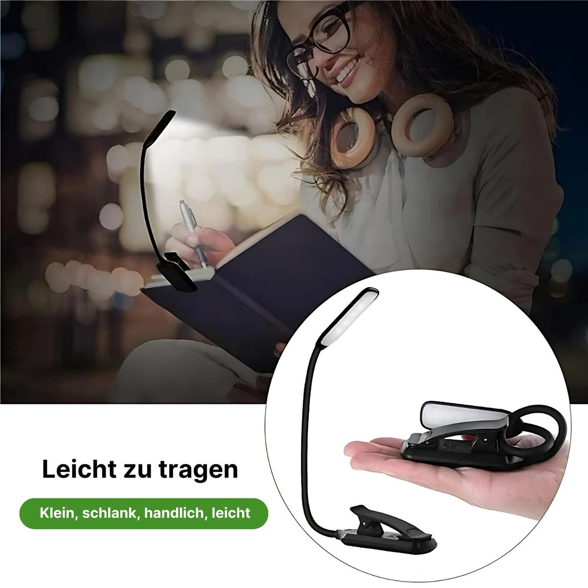 Leselampe LED USB-Leuchte Klemmleuchte Buchlampe Nachttischlampe