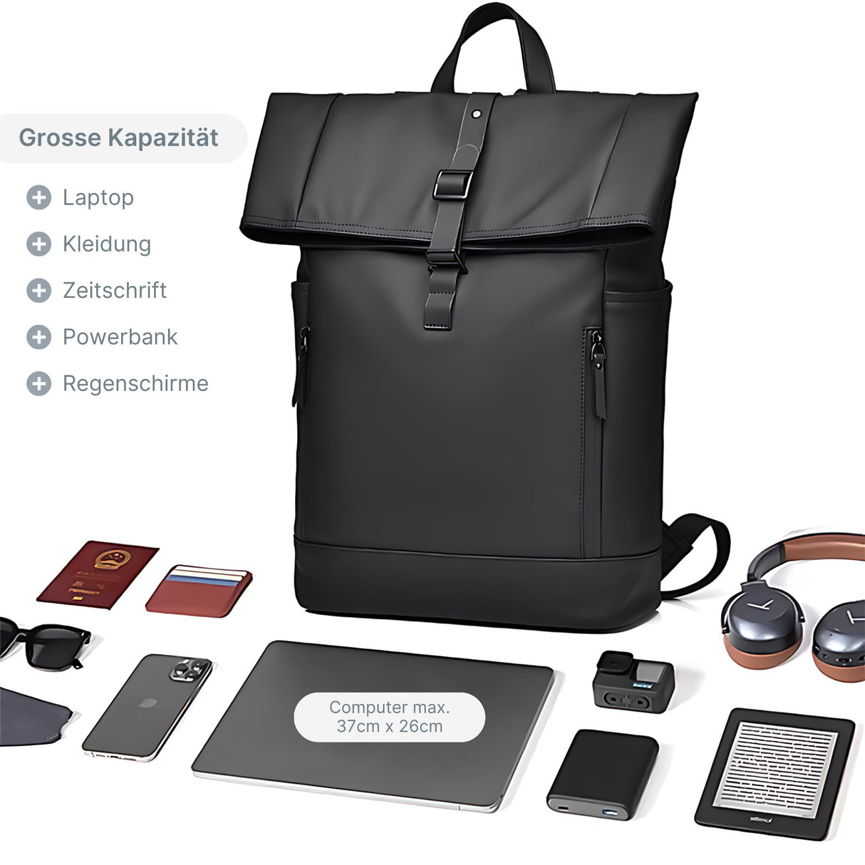 Roll-Top-Rucksack Laptop-Rucksack Roll-Up-Rucksack Roll-Top-Backpack