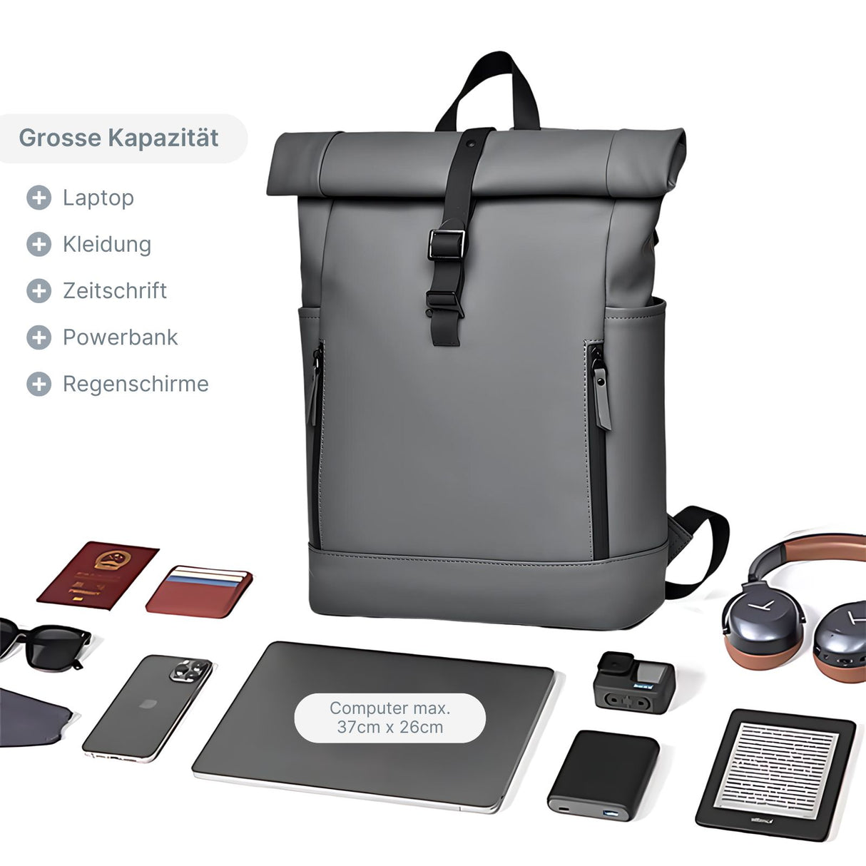 Laptop-Rucksack Roll-Top-Rucksack Roll-Top-Backpack Roll-Up-Rucksack