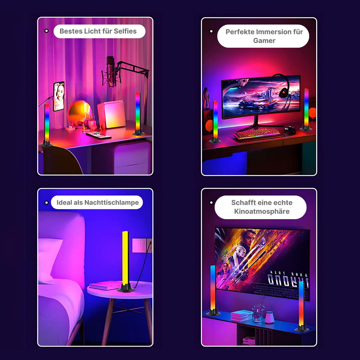 2er Set LED-Umgebungslicht Stehlampe Hintergrund-Beleuchtung Desktop-Licht