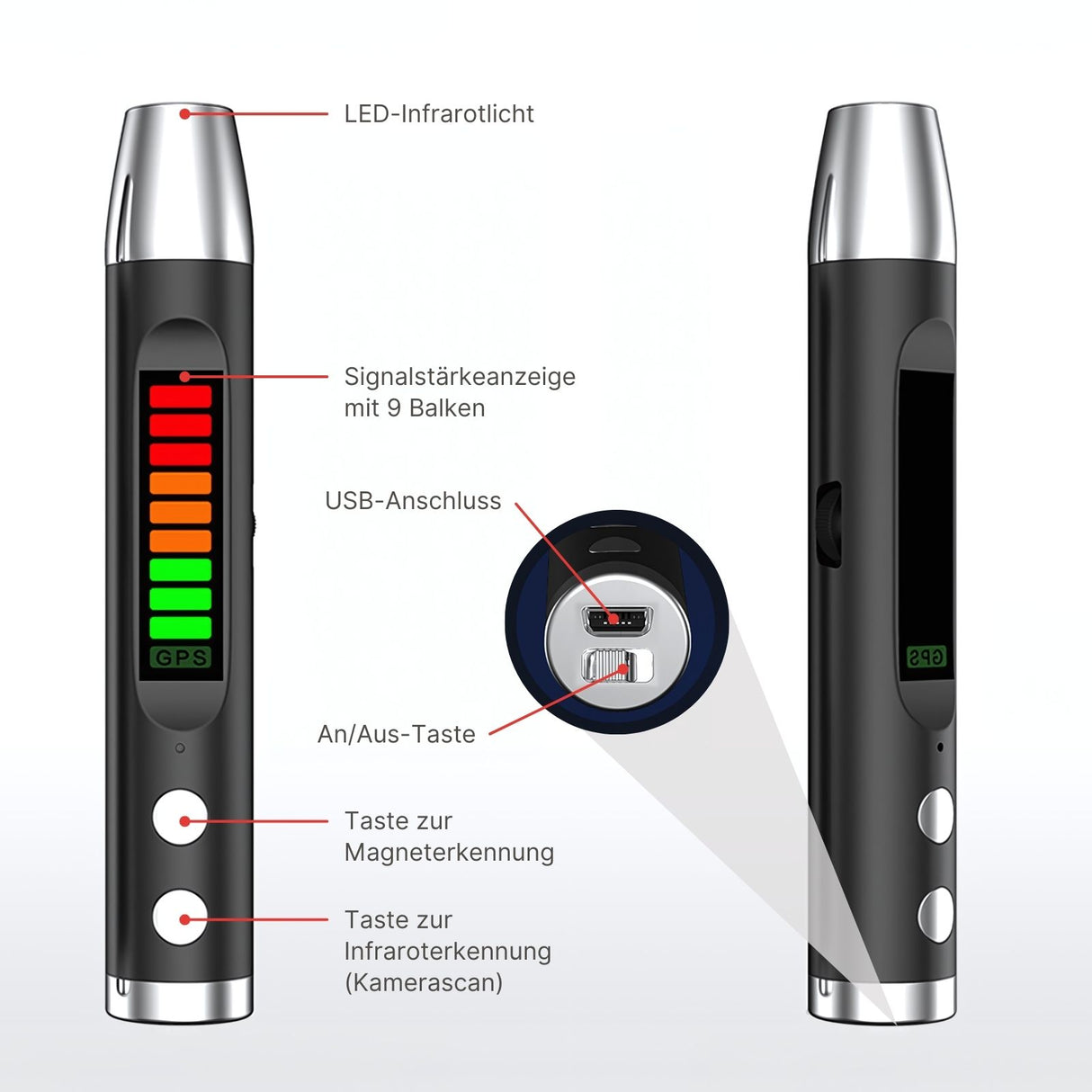 Anti-Spionage-Gerät Gerätedetektor Überwachungsfinder Aufspürgerät