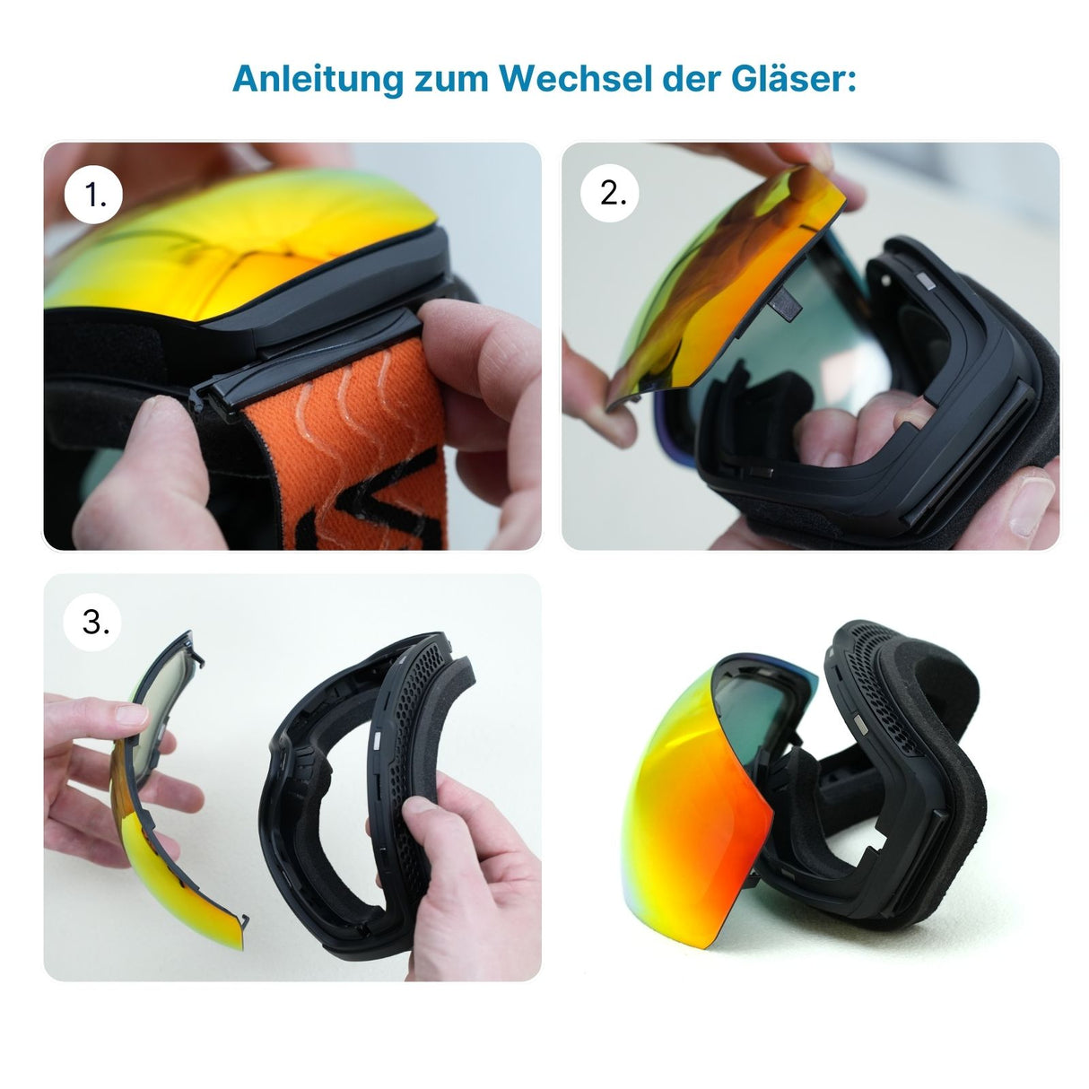 Magnetische Snowboardbrille Skibrille Schutzbrille Wintersportbrille