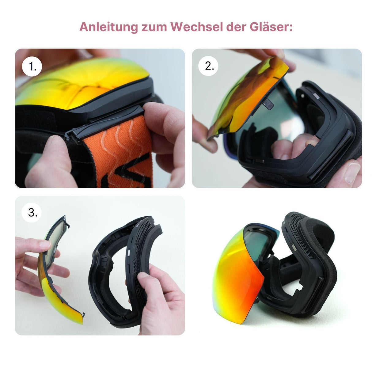 Magnetische Wintersportbrille Schutzbrille Snowboardbrille Skibrille