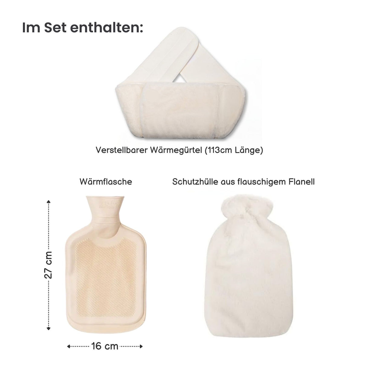 Wärmegürtel- und Wärmflaschen-Set Heizflasche Handwärmer Bauchwärmer