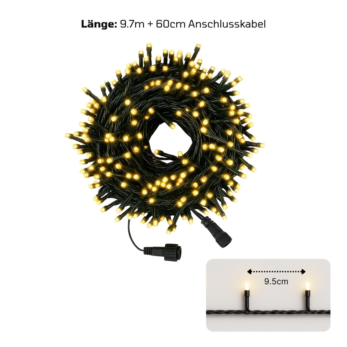 Erweiterbare LED-Lichterkette 9.7m Verlängerung mit Steckverbindung