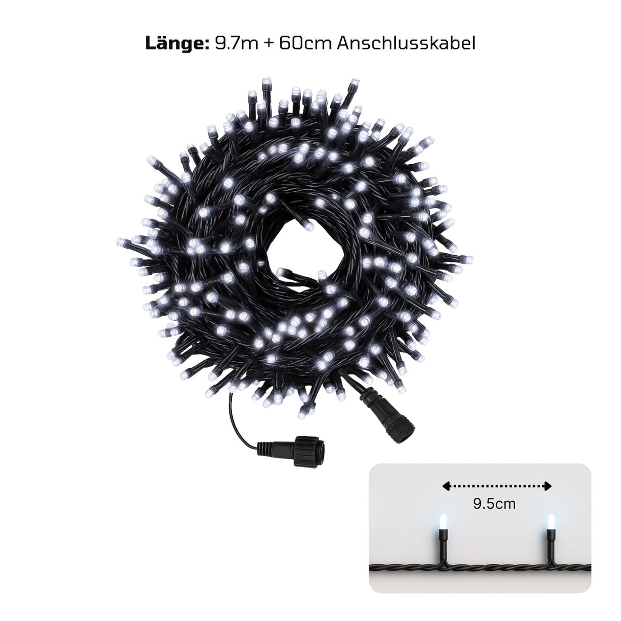 Erweiterbare LED-Lichterkette 9.7m mit Steckverbindung Verlängerung