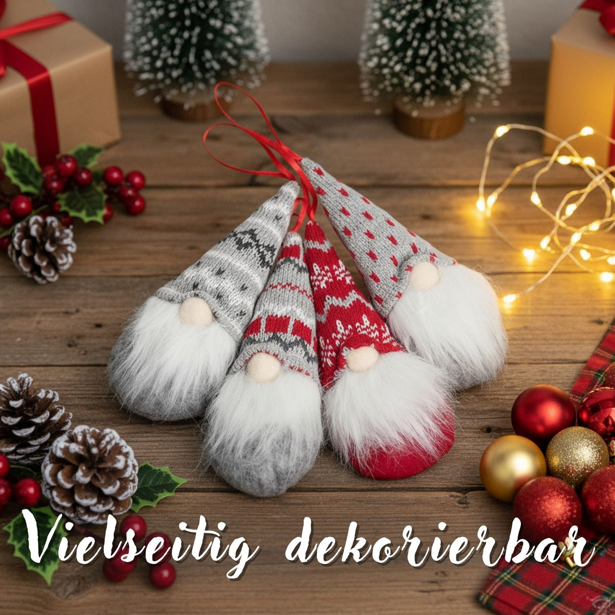 4er-Set Hängender Wichtel Gnom Weihnachtswichtel Weihnachtsdekoration