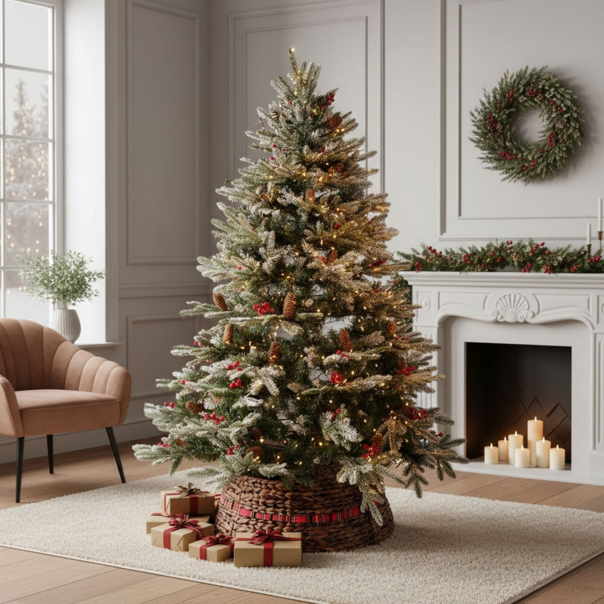 Weihnachtsbaumkorb Tannenbaum-Kragen Christbaum-Rock Flechtkorb