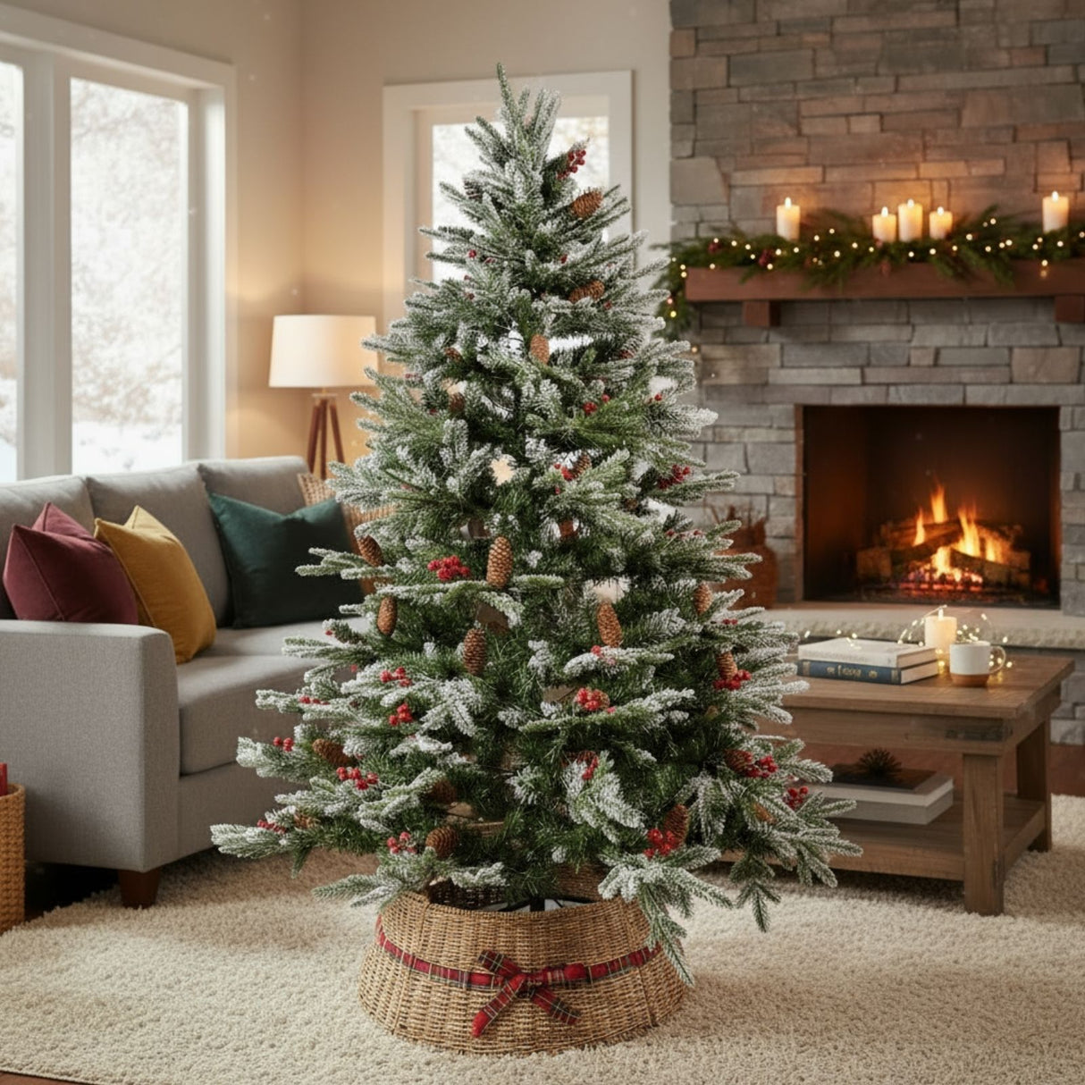 Weihnachtsbaumkorb Tannenbaum-Kragen Flechtkorb Christbaum-Rock