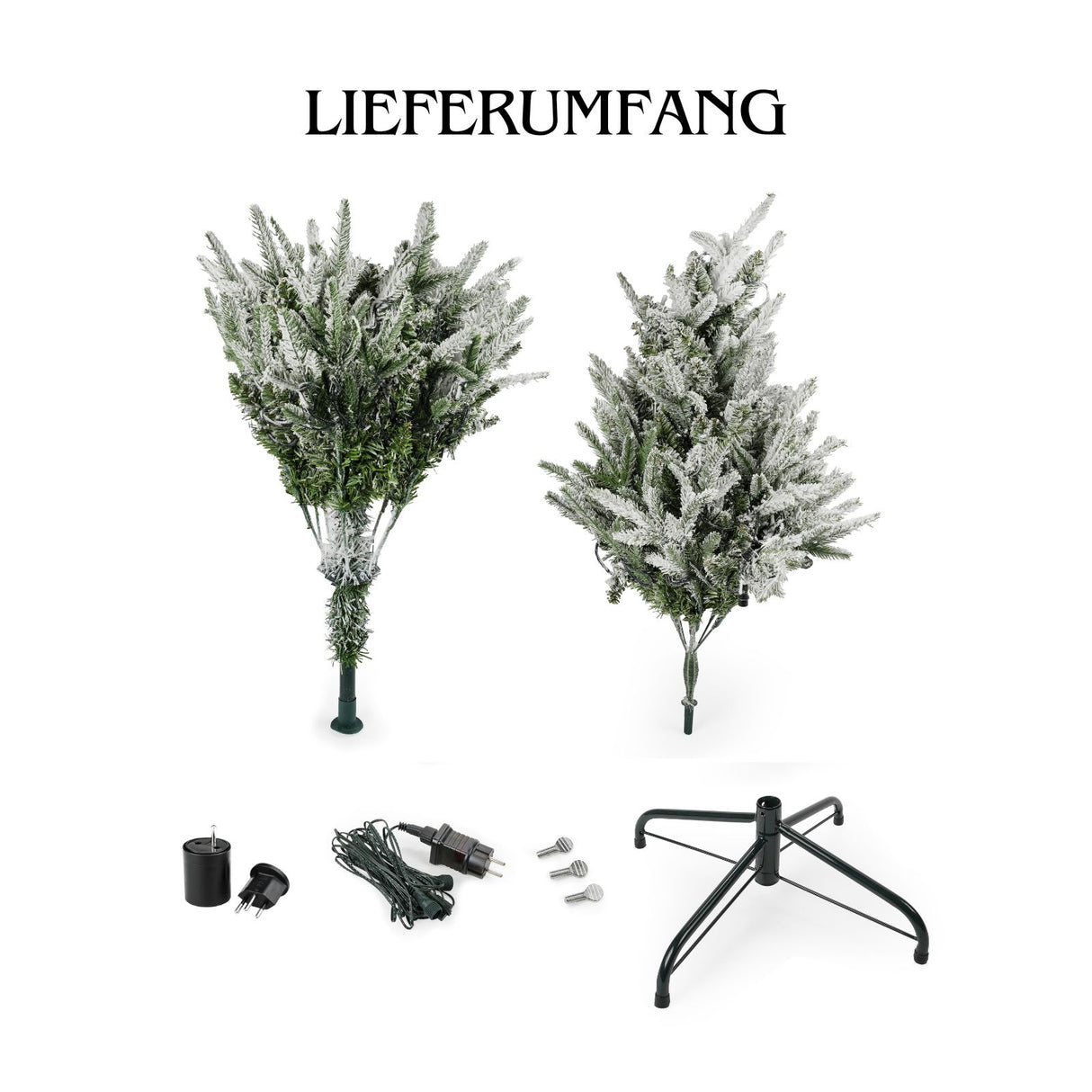Weihnachtsbaum 150cm mit Schnee und LED Christbaum Tanne Kunsttanne