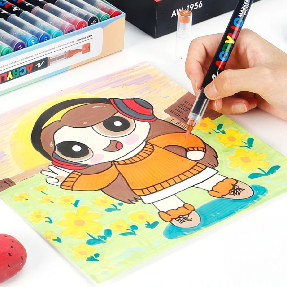 120-tlg. Set Acrylmarker Pinselstifte Arcrylstifte Acryl Brush Marker