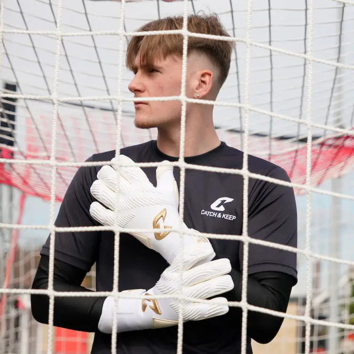 Fussballhandschuhe Invictus White Gold Gr. 9 Torwart Goalie Handschuhe