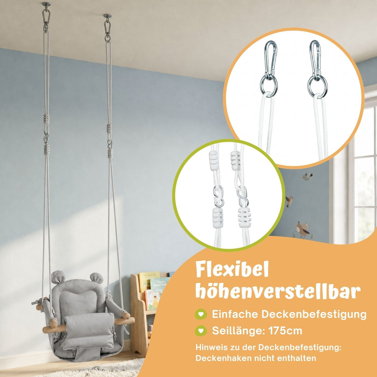 Babyschaukel Indoor Schaukelsitz mit Polsterung Kleinkindschaukel