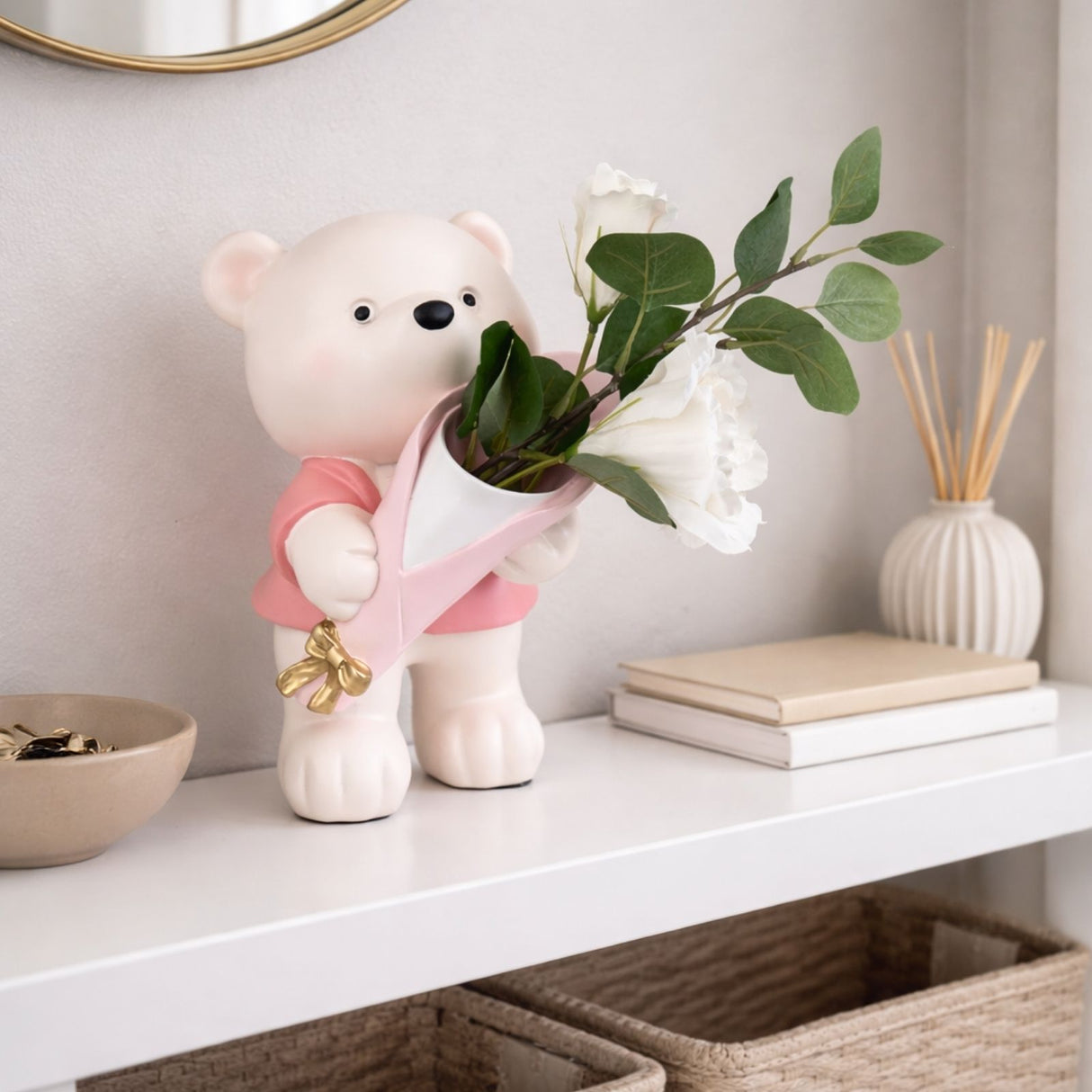 Stehender Bär-Vase Blumenarrangement Dekoration Wohnaccessoire