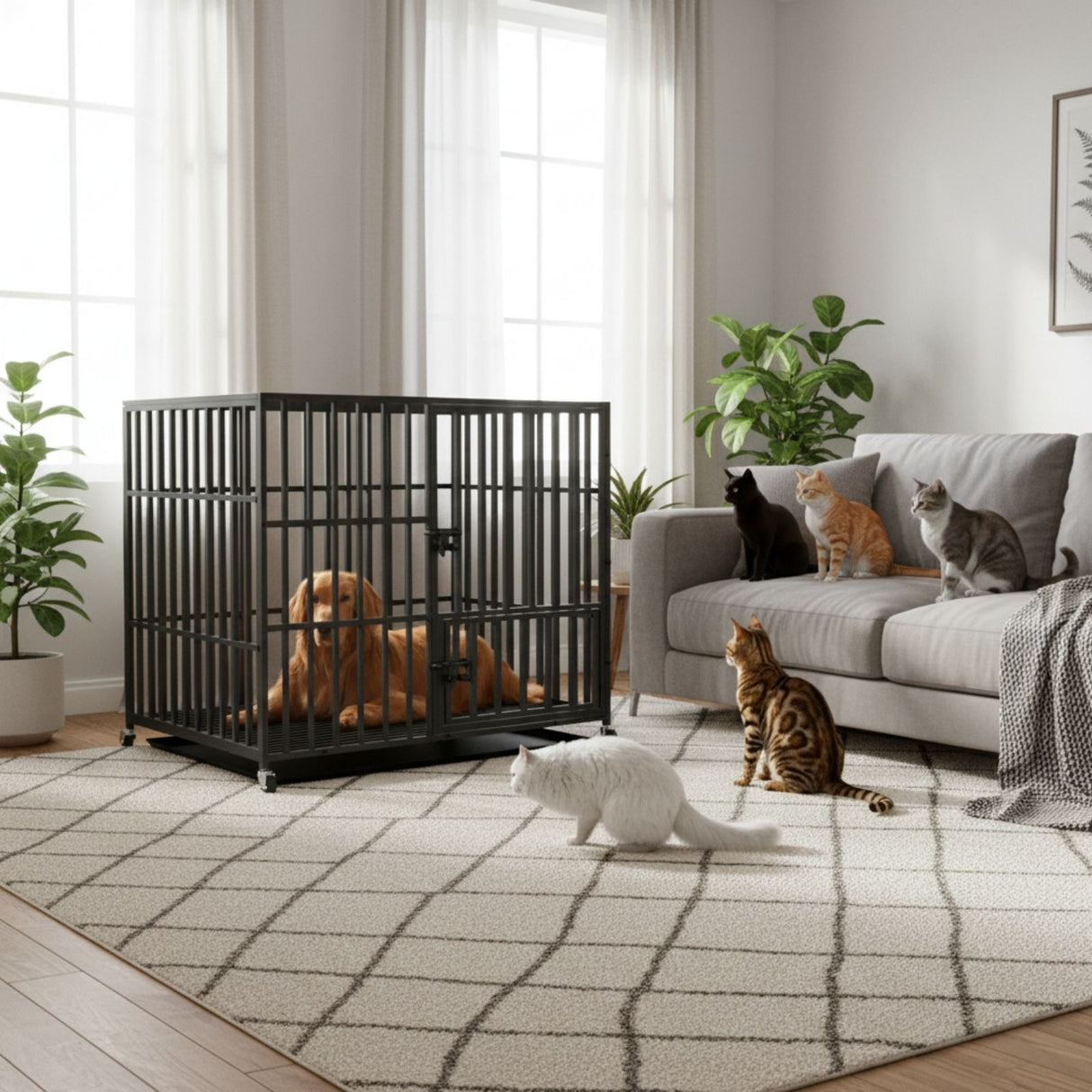 Hundekäfig Grösse XL Metallkäfig Hundebox Haustierkäfig Indoor-Käfig