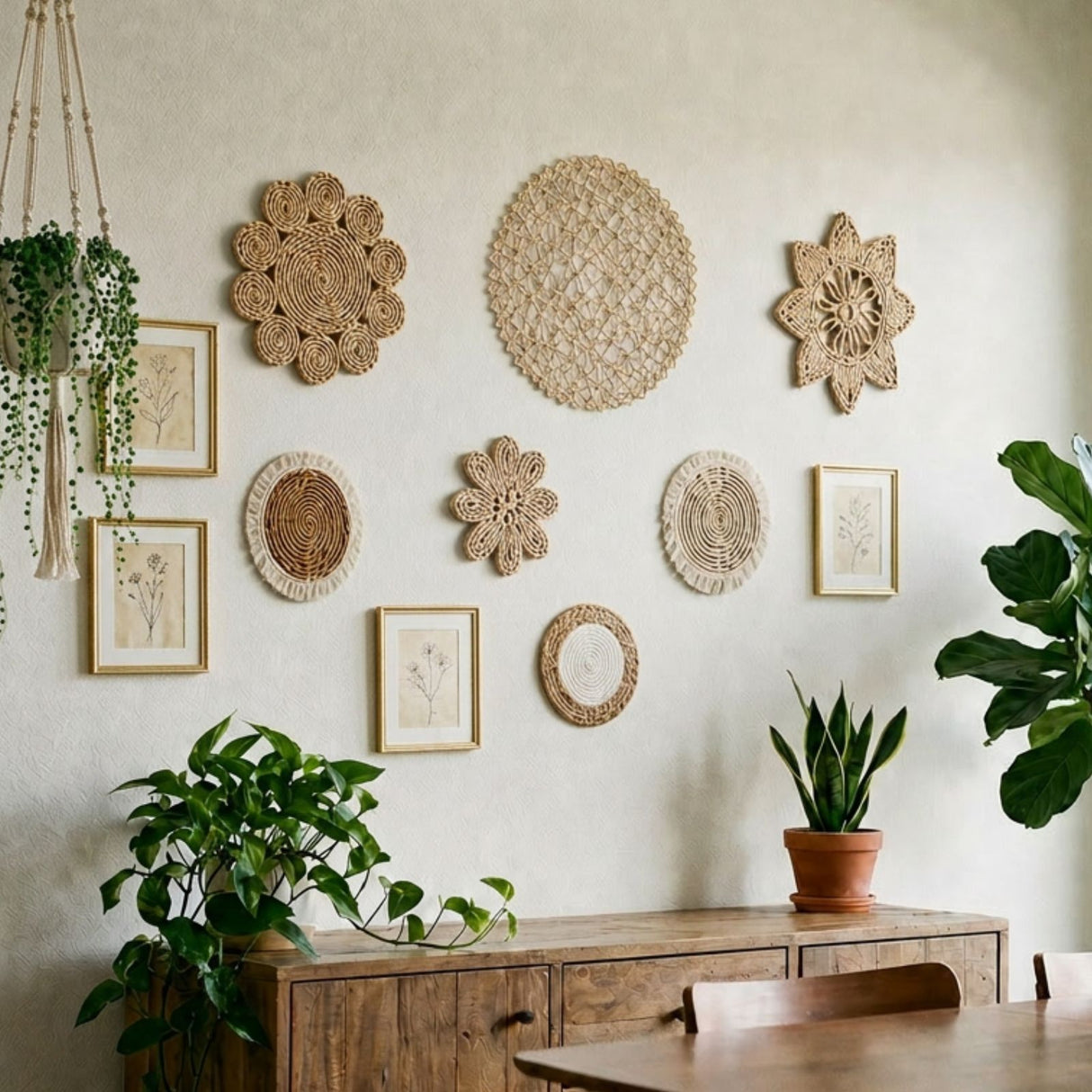 7-tlg. Set Boho-Wandteller Wanddeko Wandschmuck Dekoelement Boho-Stil