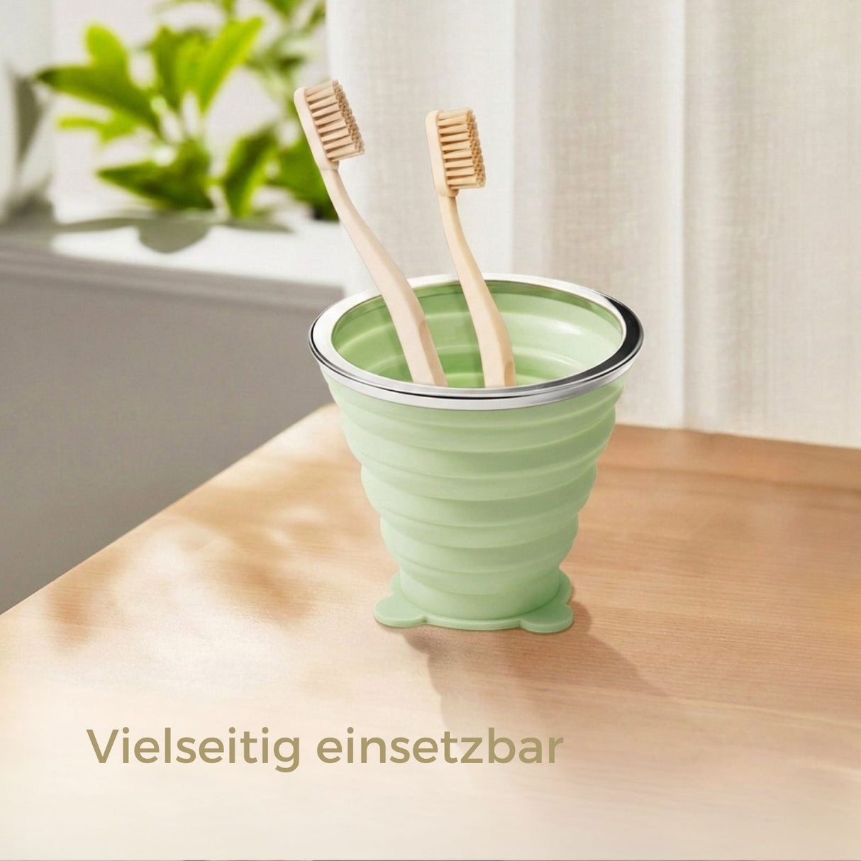Faltbarer Silikonbecher mit Deckel Reisebecher Trinkbecher Faltbecher