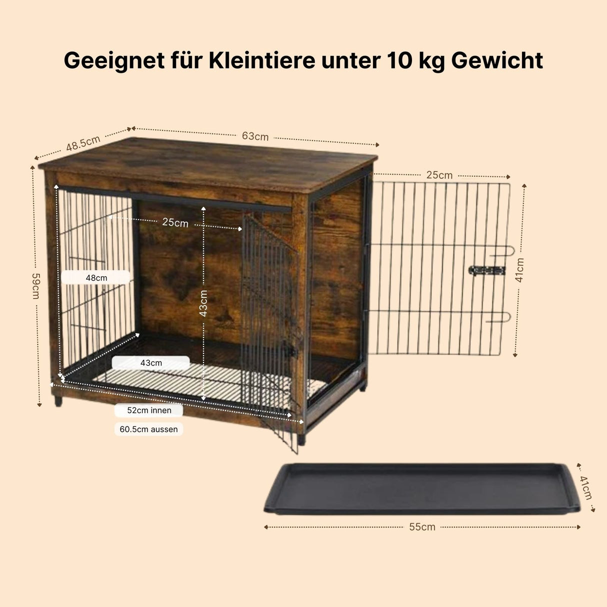 Möbel-Hundebox Grösse S Hundekäfig Haustierkäfig Beistelltisch