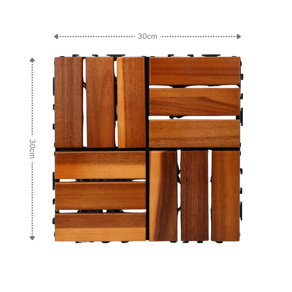 4er-Set Akazienholz-Fliesen Holzfliesen Bodenplatten Klickfliesen