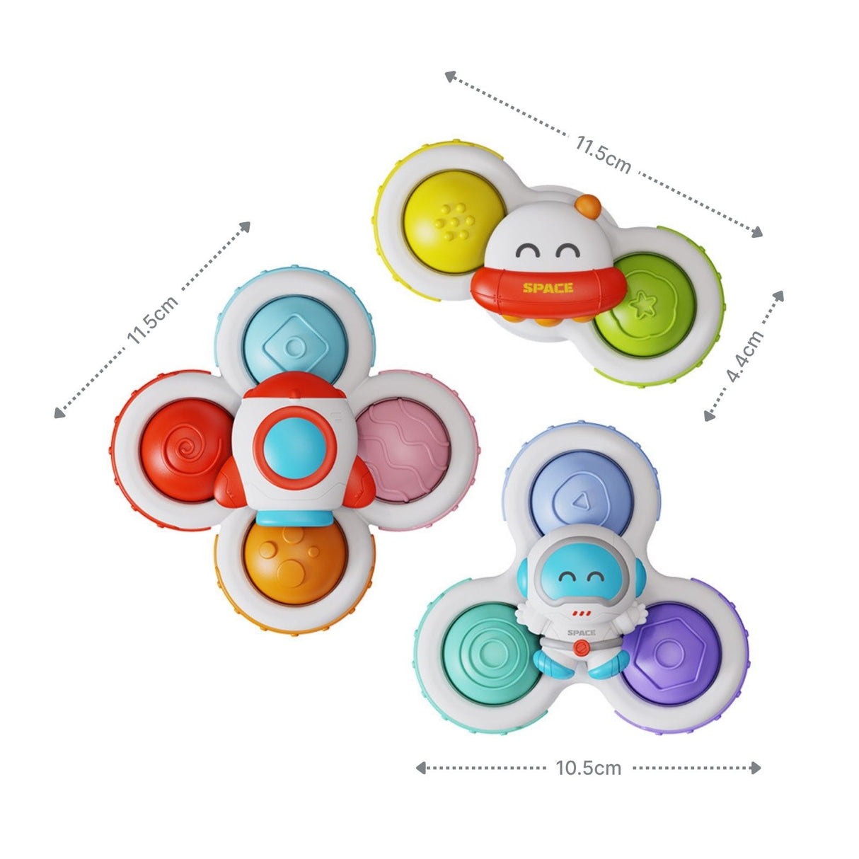 3er-Set Saugnapf-Kreisel Babyspielzeug Badespielzeug Fidget Spinner